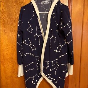 Navy Constellation Women's Hooded Cardigan Sweater